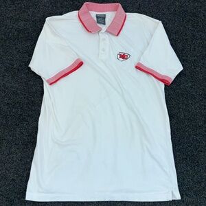 Kansas City Chiefs Shirt Mens M White NFL Football The Edge Polo Short Sleeve
